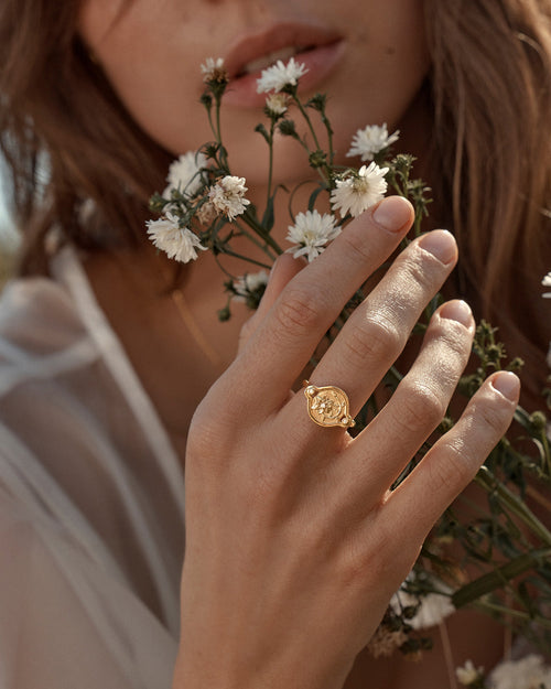 Yellow Gold Vermeil Serene Lotus Ring