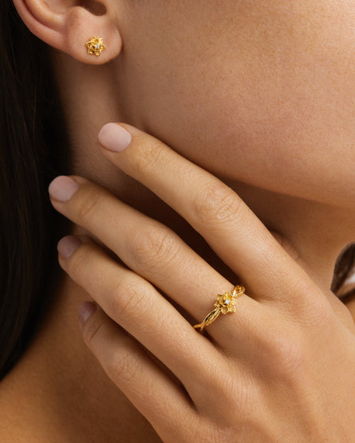 Yellow Gold Vermeil Bloom Within Lotus Ring