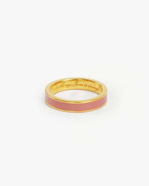 Yellow Gold Vermeil Born to Bloom Enamel Ring - Pink Clay