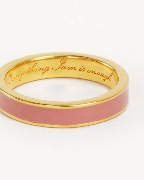 Yellow Gold Vermeil Born to Bloom Enamel Ring - Pink Clay