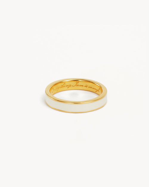 Yellow Gold Vermeil Born to Bloom Enamel Ring - Bone