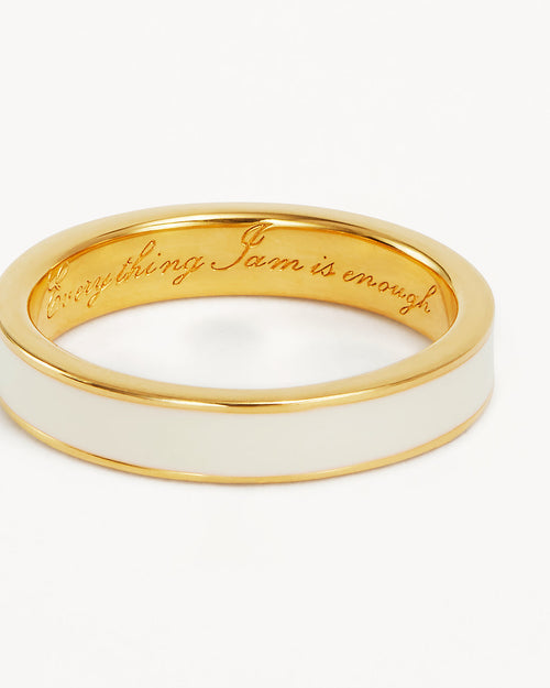 Yellow Gold Vermeil Born to Bloom Enamel Ring - Bone