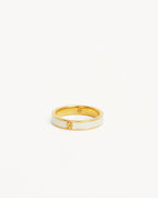 Yellow Gold Vermeil Born to Bloom Enamel Ring - Bone