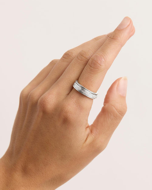 White Gold Vermeil Breathe Spinning Meditation Ring