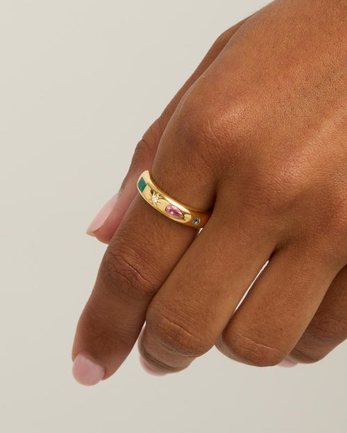 Yellow Gold Vermeil Connect to the Universe Ring