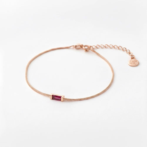 Dainty Baguette Birthstone Bracelet