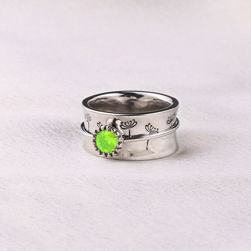 Dandelion Birthstone Spinning Fidget Ring