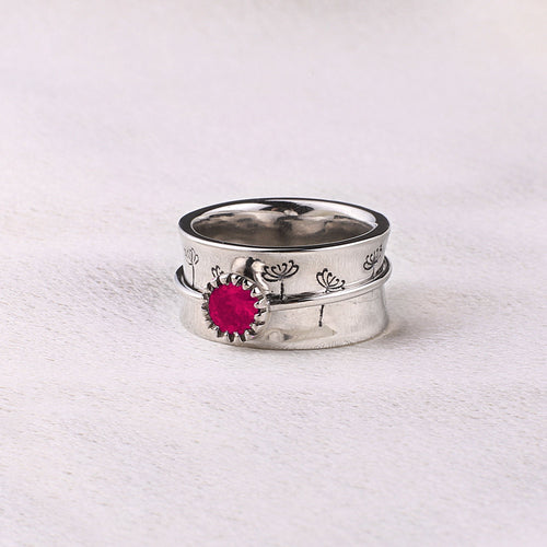 Dandelion Birthstone Spinning Fidget Ring
