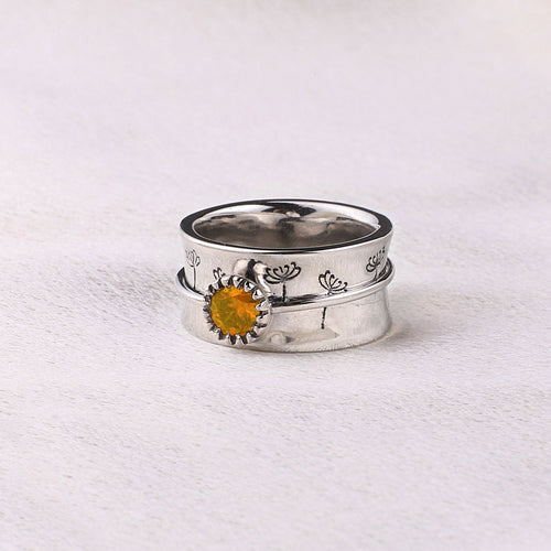Dandelion Birthstone Spinning Fidget Ring