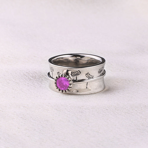 Dandelion Birthstone Spinning Fidget Ring