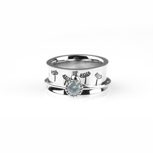 Dandelion Birthstone Spinning Fidget Ring