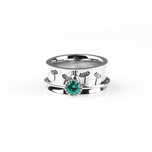 Dandelion Birthstone Spinning Fidget Ring