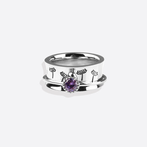 Dandelion Birthstone Spinning Fidget Ring