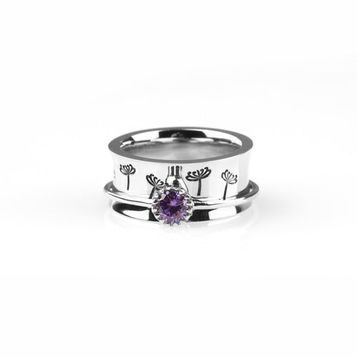 Dandelion Birthstone Spinning Fidget Ring