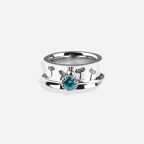 Dandelion Birthstone Spinning Fidget Ring