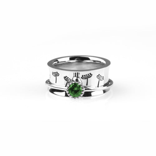 Dandelion Birthstone Spinning Fidget Ring