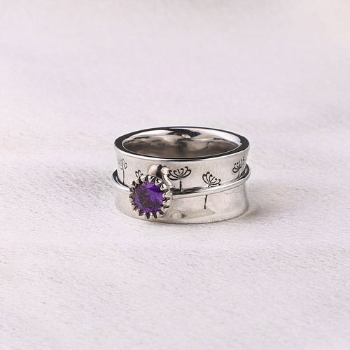 Dandelion Birthstone Spinning Fidget Ring