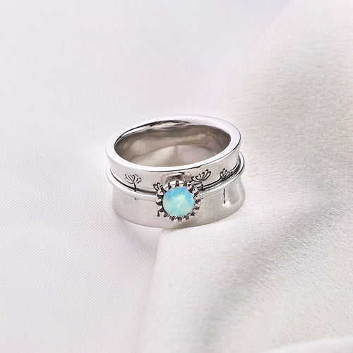 Dandelion Birthstone Spinning Fidget Ring