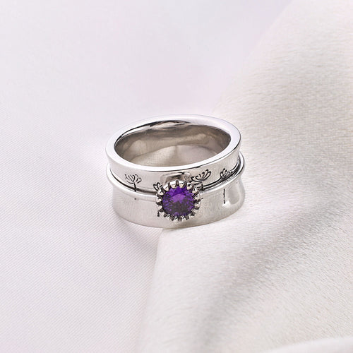 Dandelion Birthstone Spinning Fidget Ring