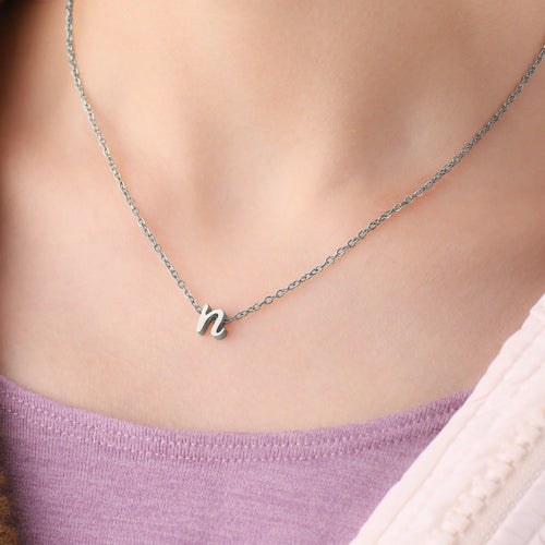 Tiny Script Initial Necklace