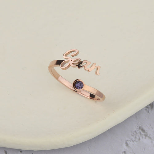 Custom Name Birthstone Ring