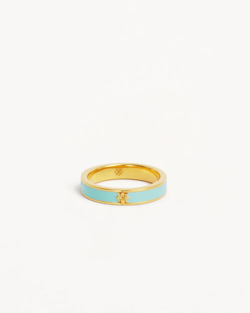 Yellow Gold Vermeil Born to Bloom Enamel Ring - Cloud Blue