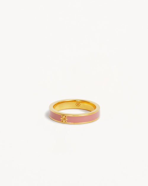 Yellow Gold Vermeil Born to Bloom Enamel Ring - Pink Clay