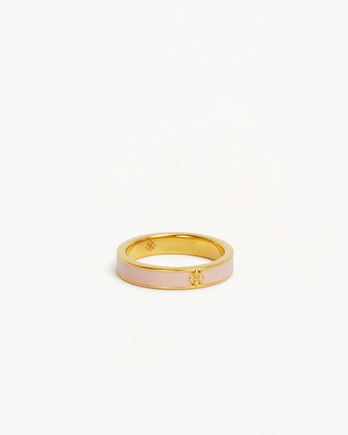 Yellow Gold Vermeil Born to Bloom Enamel Ring - Rose Quartz