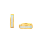 Opal Inlay Huggie Hoop Earrings