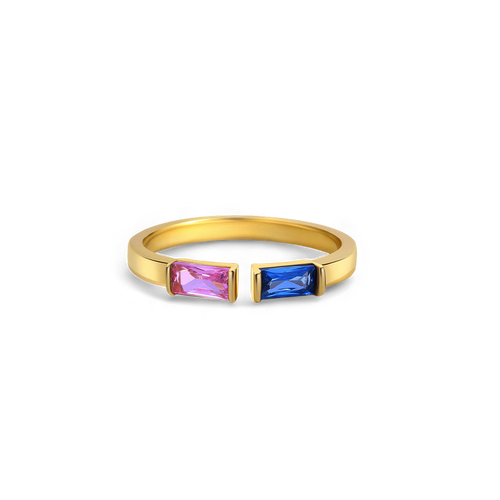 Adjustable Double Birthstone Ring