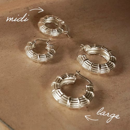 Apollo Sun Hoop Earrings in Sterling Silver