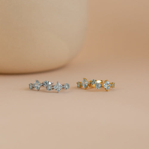 Aquamarine Huggie Hoops