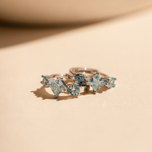 Aquamarine Huggie Hoops