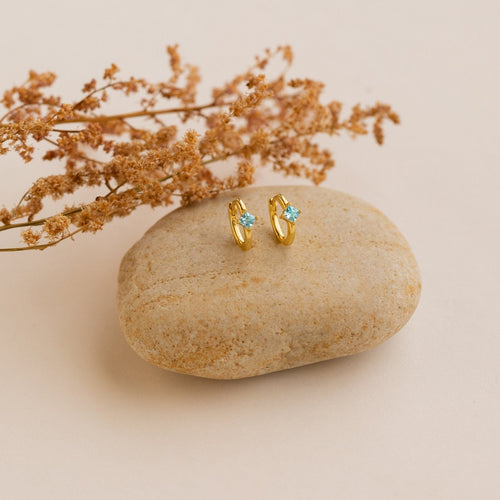 Athena Birthstone Huggie Earrings