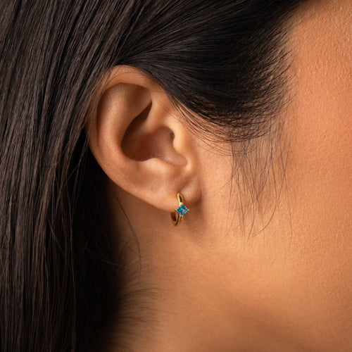 Athena Birthstone Huggie Earrings