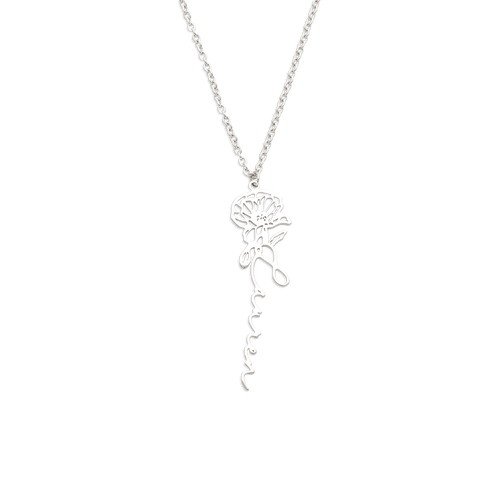 Birth Flower Name Necklace
