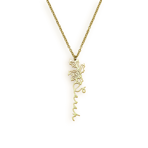 Birth Flower Name Necklace