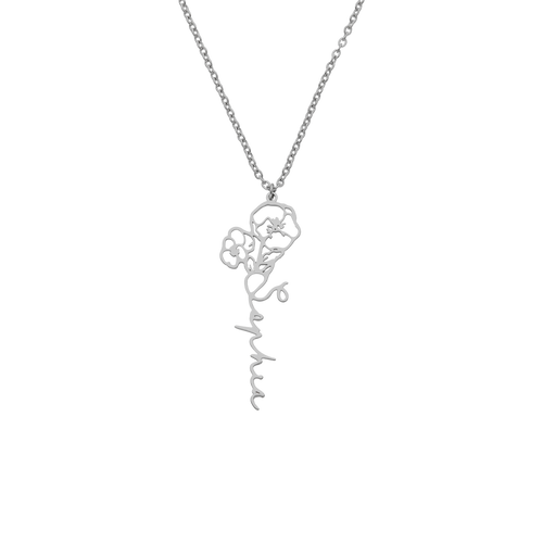 Birth Flower Name Necklace