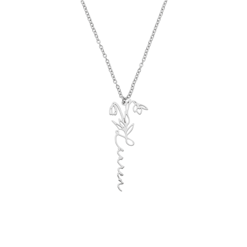 Birth Flower Name Necklace
