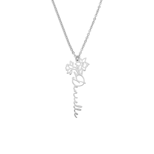Birth Flower Name Necklace