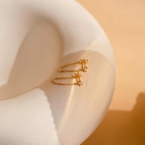 Baguette Diamond Chain Earrings