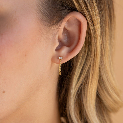 Baguette Diamond Chain Earrings