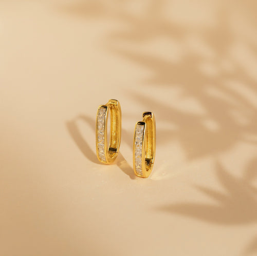Baguette Link Hoop Earrings