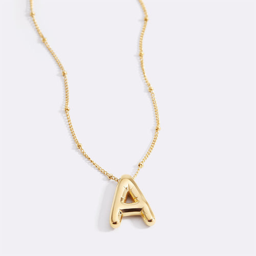 Balloon Initial Necklace with Satellite Chain
