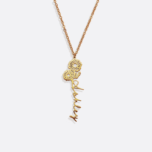 Birth Flower Name Necklace