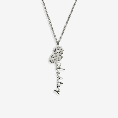 Birth Flower Name Necklace