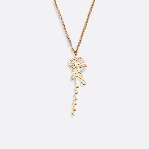Birth Flower Name Necklace