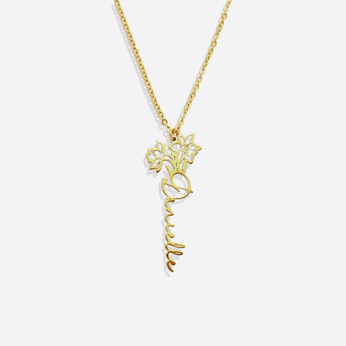 Birth Flower Name Necklace
