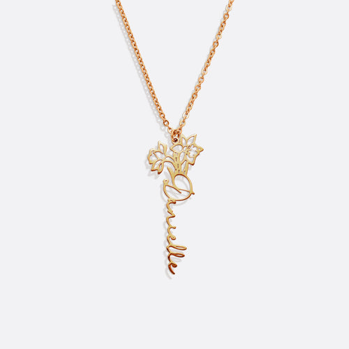 Birth Flower Name Necklace