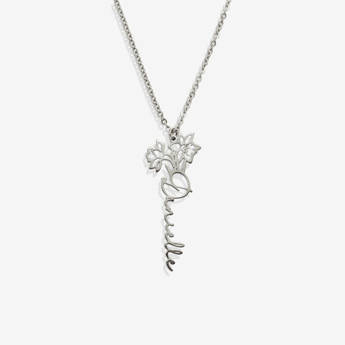 Birth Flower Name Necklace